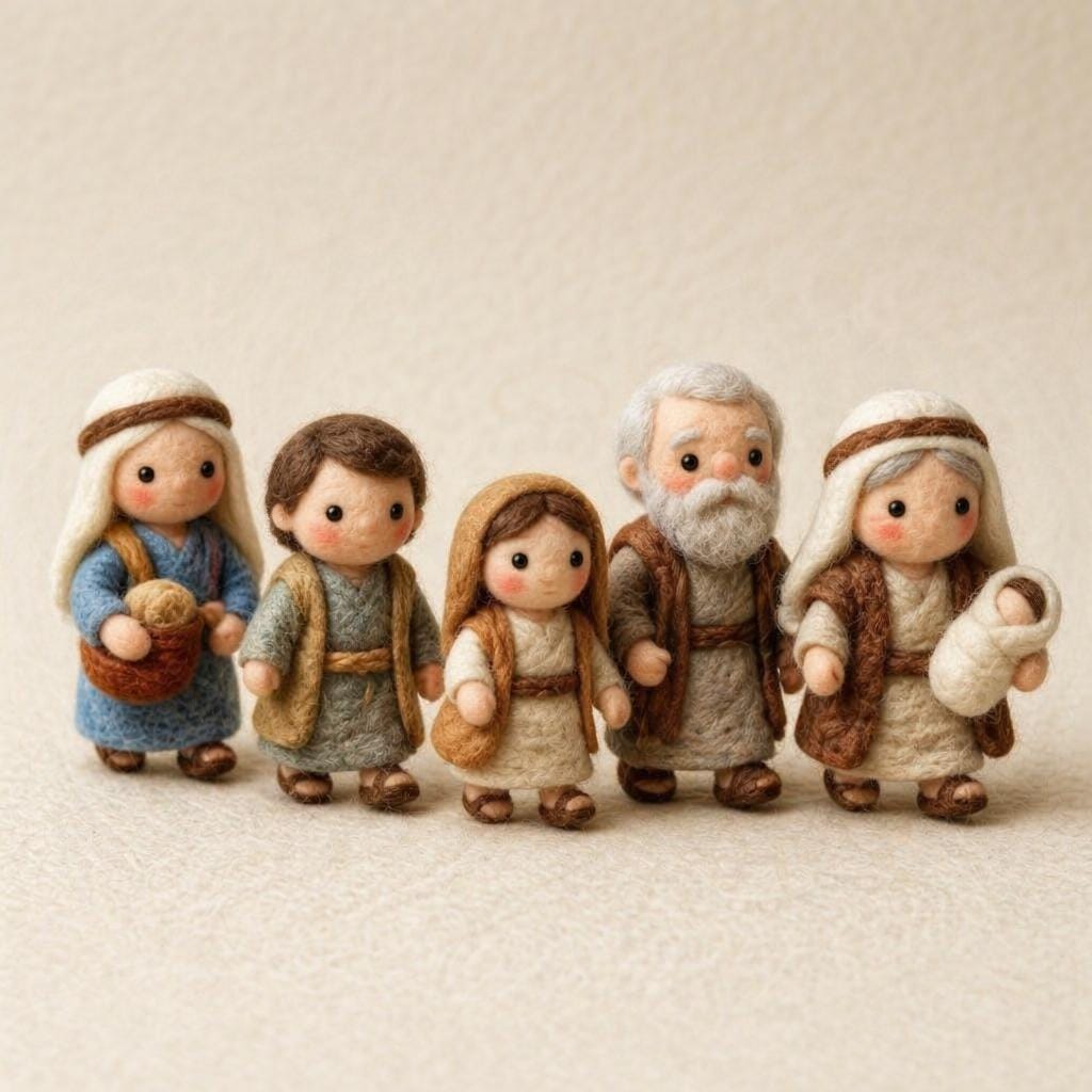 Needle felt Moses parting the sea scene from Jiajia Felt Studio, Christian faith decor featuring detailed religious felt artwork.