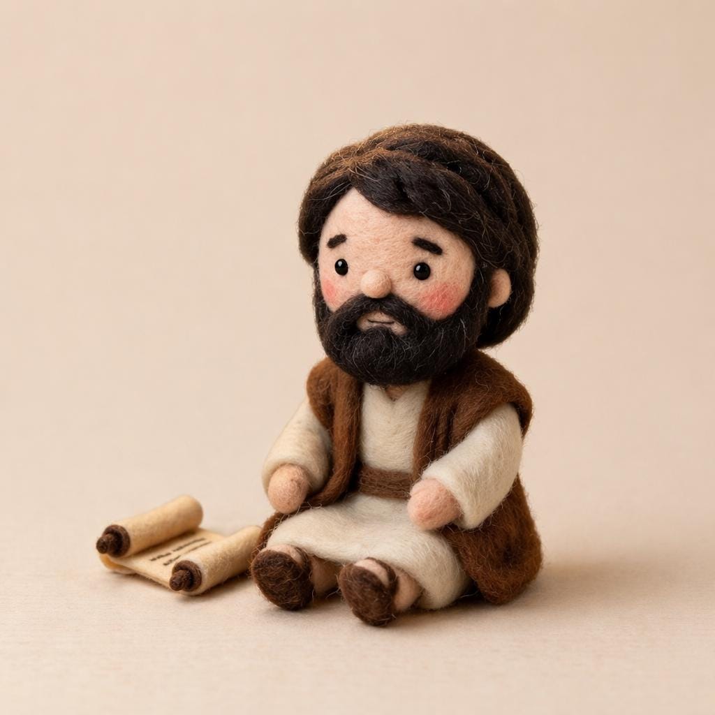 Needle felt Jonah and the Whale figurine by Jiajia Felt Studio, Christian faith decor, detailed religious felt art sculpture